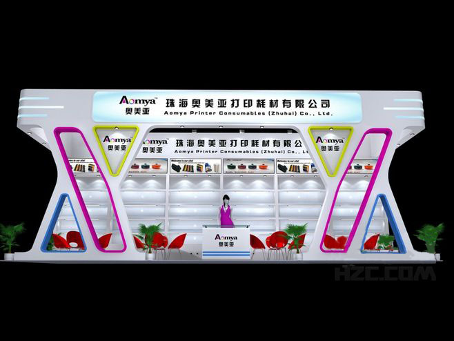 珠海展台設計-奧美亞-打印耗材展台設計