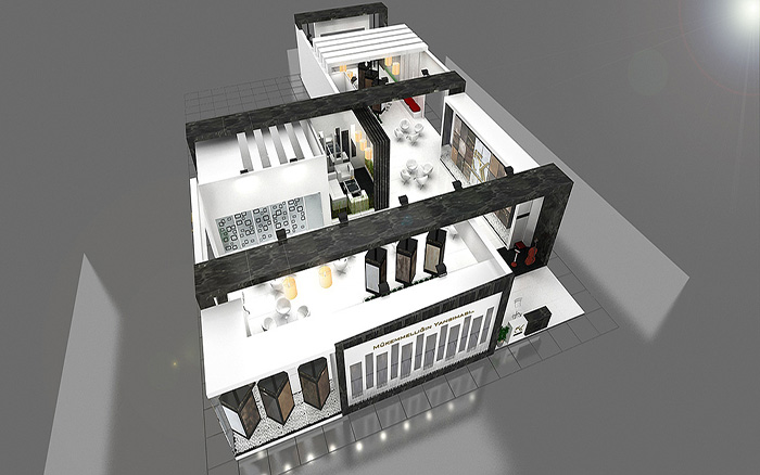 美國展會布置搭建-石材展位設計-奧蘭多展台搭建