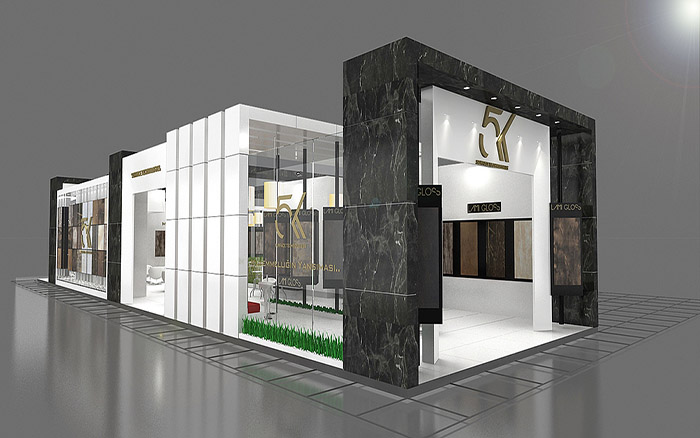 美國展會布置搭建-石材展位設計-奧蘭多展台搭建