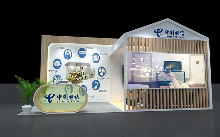 香港展會搭建設計-中國電信-電子展台設計裝修