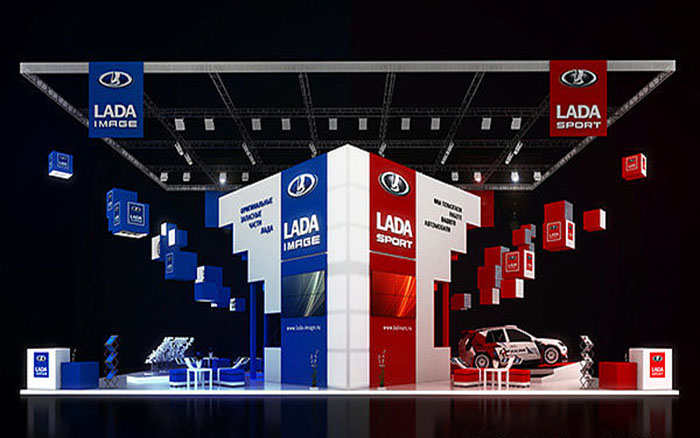廣州展會搭建布置-LADA SPORT-汽車展台裝修設計